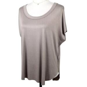 Women Taupe Gray Shirt Top OS Minimalist Fluid Modern Career Casual Neutral NEW